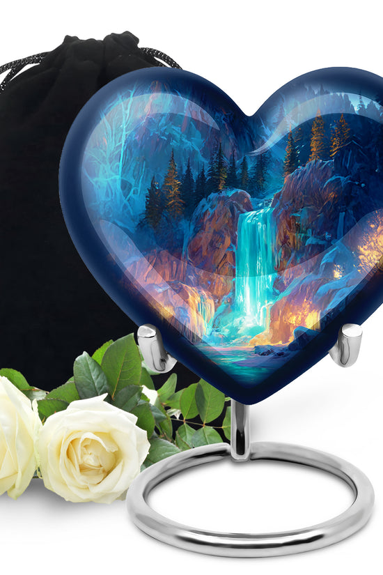 Winter Forest Memorial Urn - Waterfall Cremation Urn For Human Ashes