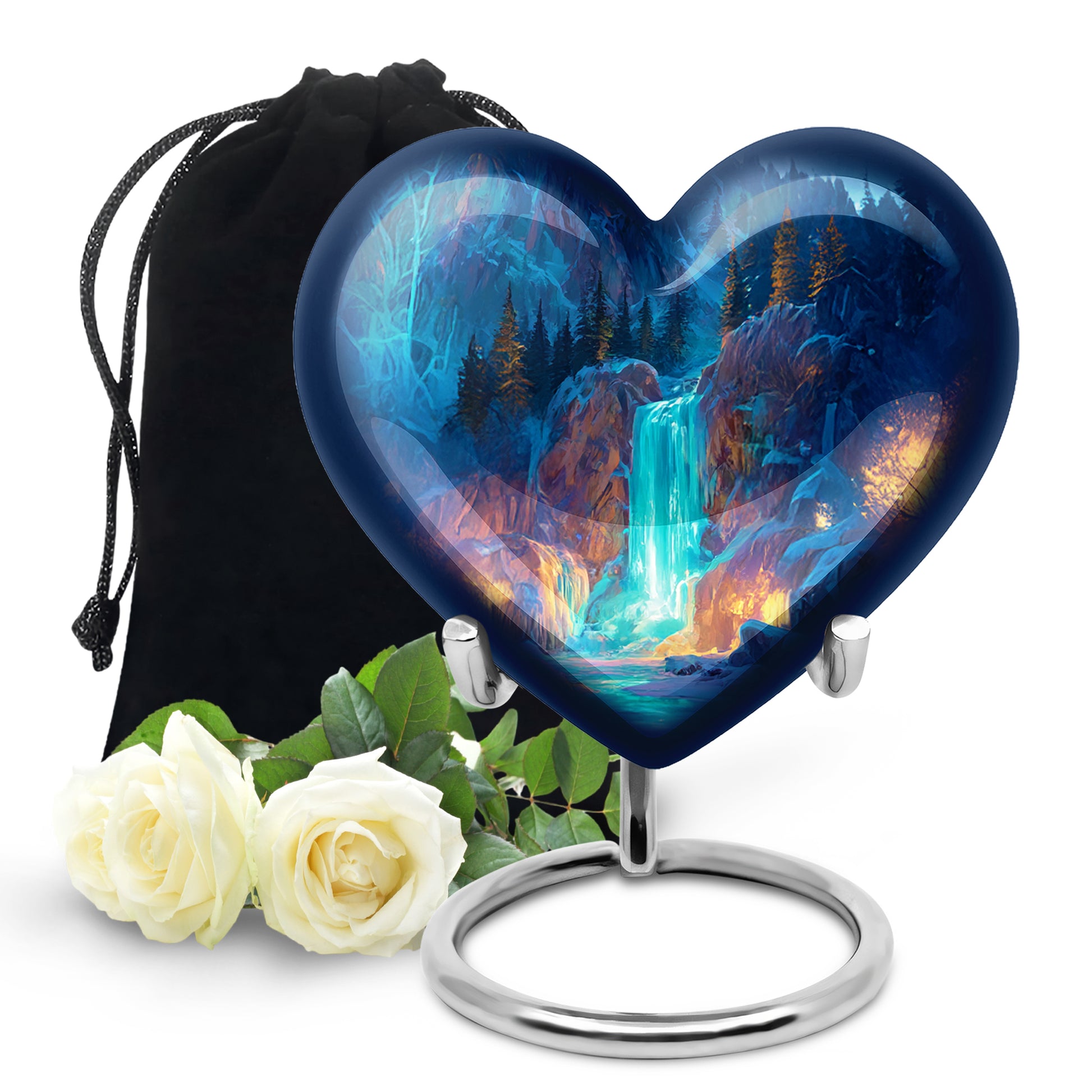 Winter Forest Memorial Urn - Waterfall Cremation Urn For Human Ashes