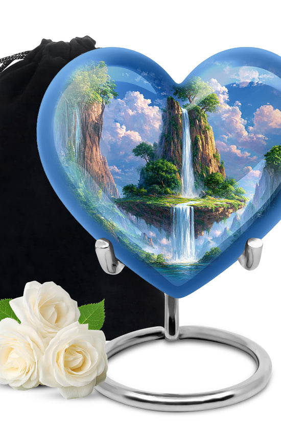 Beautiful Nature Cremation Urn - Floating Island Waterfall Urn For Adult Ashes