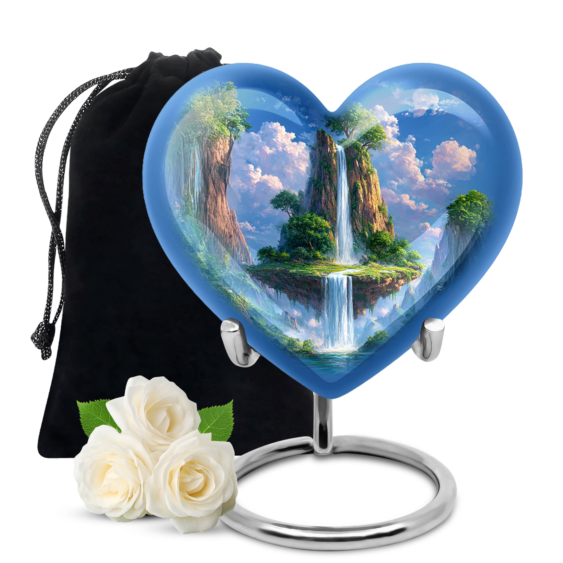 Beautiful Nature Cremation Urn - Floating Island Waterfall Urn For Adult Ashes