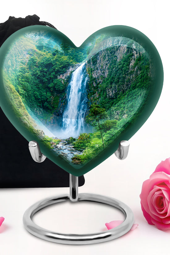 Waterfall Theme Memorial Urn - Large Aluminium Urn For Adult Ashes