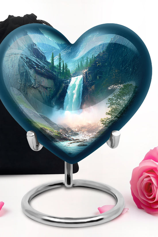 Beautiful Waterfall Cremation Urn - Mountain Memorial Urn For Loved Ones