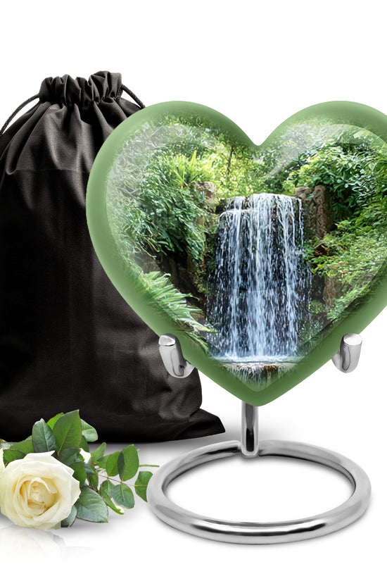Waterfall Funeral Urn - Forest Nature Cremation Urn For Adult Ashes