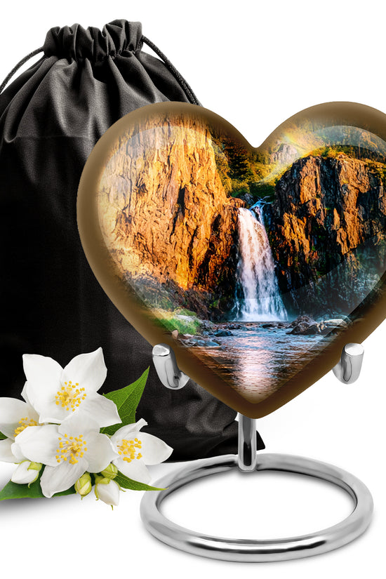 Mountain Waterfall Cremation Urn - Funeral Urn For Human Ashes