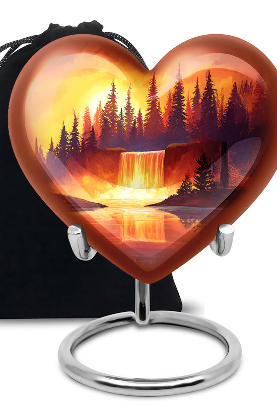 Forest Waterfall Funeral Urn - Nature Cremation Urn For Adult Ashes