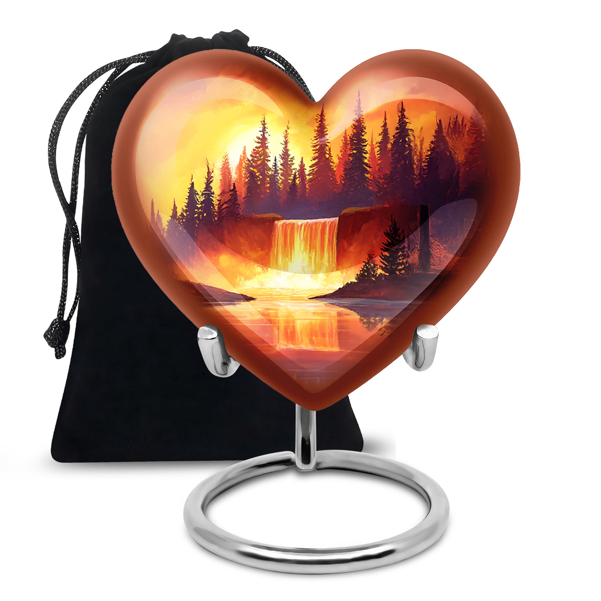 Forest Waterfall Funeral Urn - Nature Cremation Urn For Adult Ashes