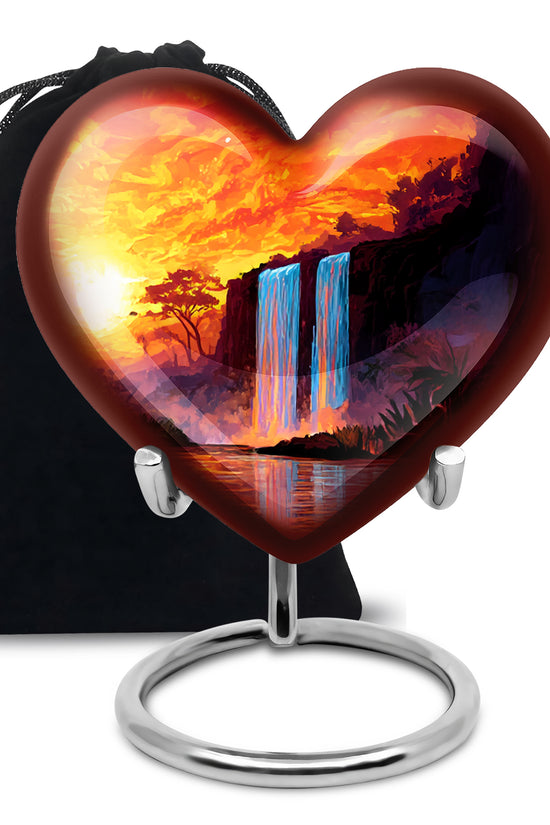 Sunset Waterfall Cremation Urn - Premium Memorial Urn For Human Ashes