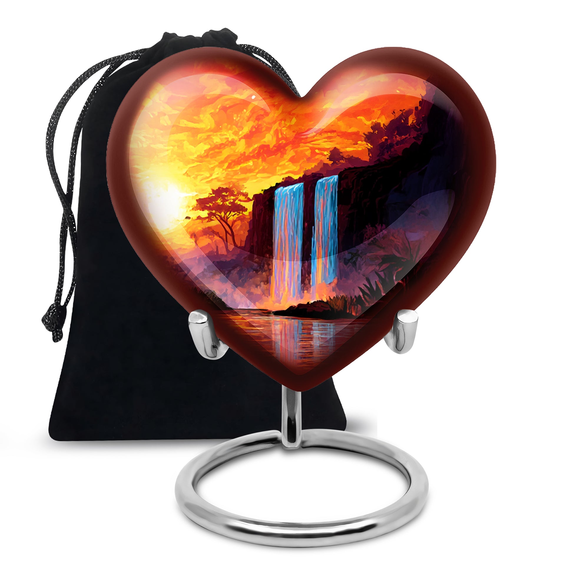 Sunset Waterfall Cremation Urn - Premium Memorial Urn For Human Ashes