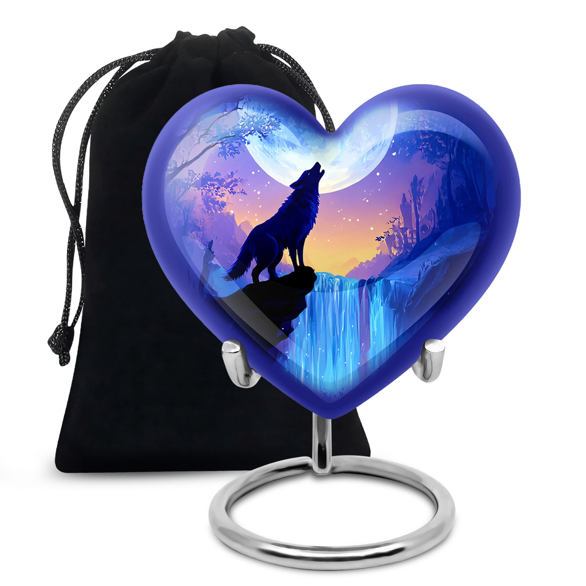 Artistic Waterfall Memorial Urn - Wolf Cremation Urn For Loved Ones