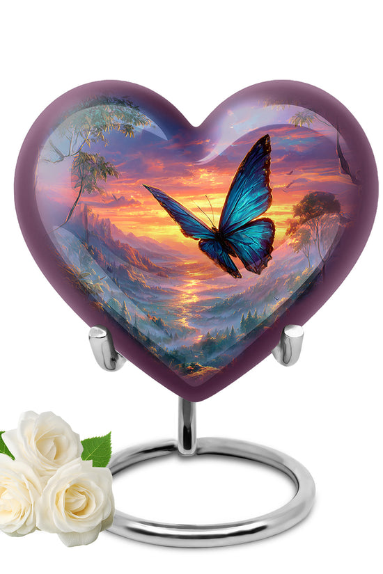 Blue Butterfly Homage Cremation Urns for Human Ashes - 10-inch, 200 cu in - Yatskia