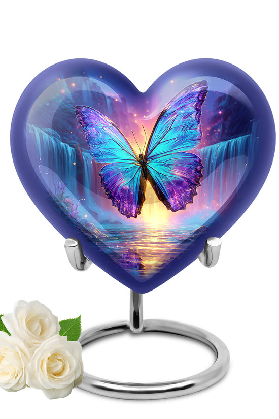 Regal Butterfly Memorial Cremation Urns - Blue 10-inch, 200 cu in - Yatskia