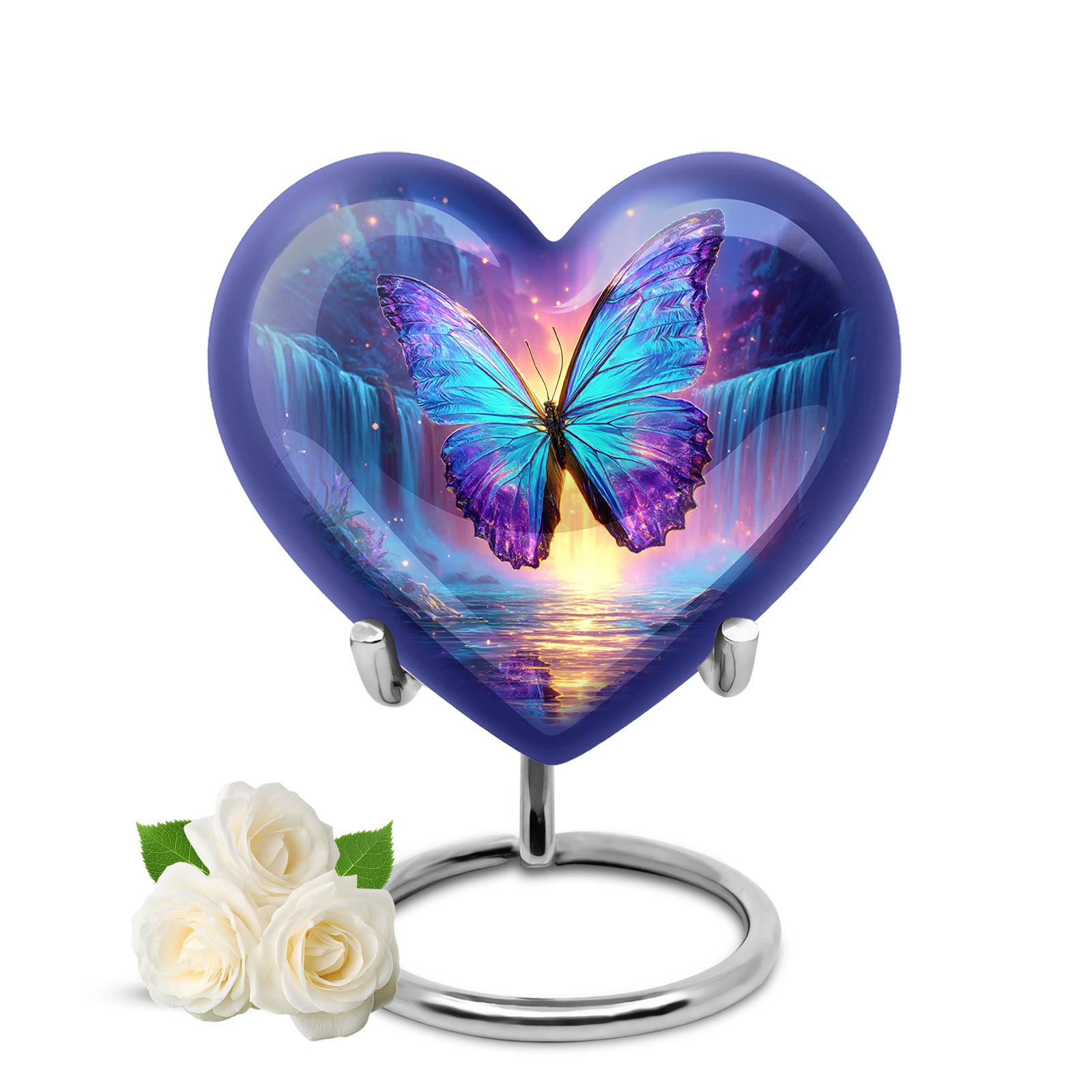 Regal Butterfly Memorial Cremation Urns - Blue 10-inch, 200 cu in - Yatskia