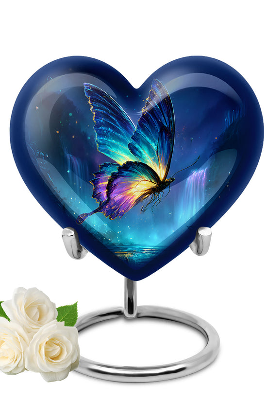 Personalized Blue Butterfly Cremation Urns for Ashes - Peaceful 10-inch - Yatskia