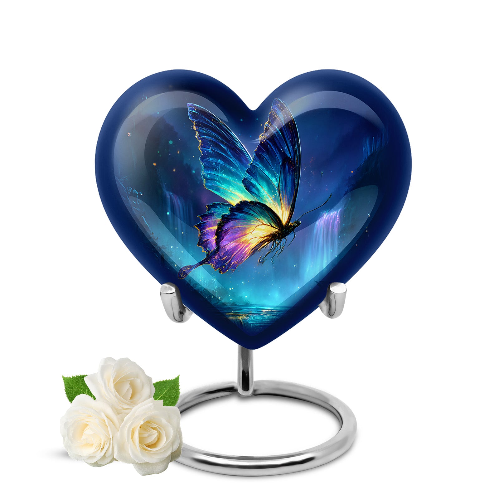 Personalized Blue Butterfly Cremation Urns for Ashes - Peaceful 10-inch - Yatskia