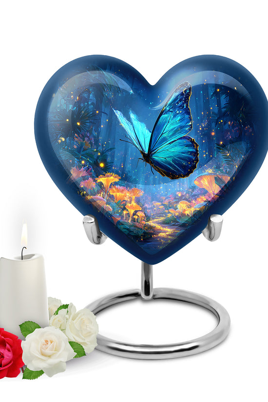 Personalized Magnificent Butterfly Cremation Urns - Blue 10-inch, 200 cu in - Yatskia