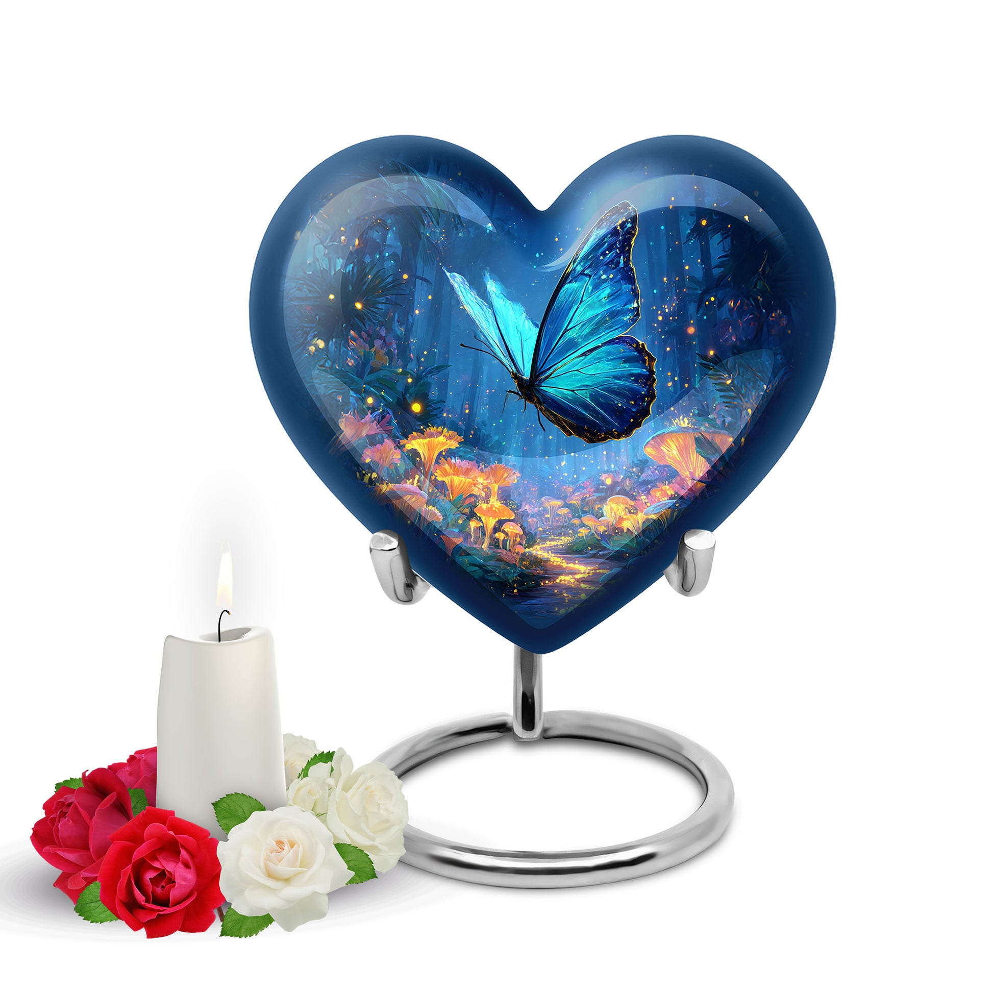 Personalized Magnificent Butterfly Cremation Urns - Blue 10-inch, 200 cu in - Yatskia