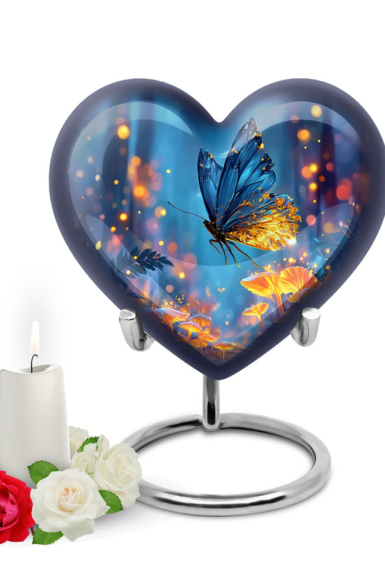 Personalized Elegant Butterfly Cremation Urns - Blue 10-inch, 200 cu in - Yatskia