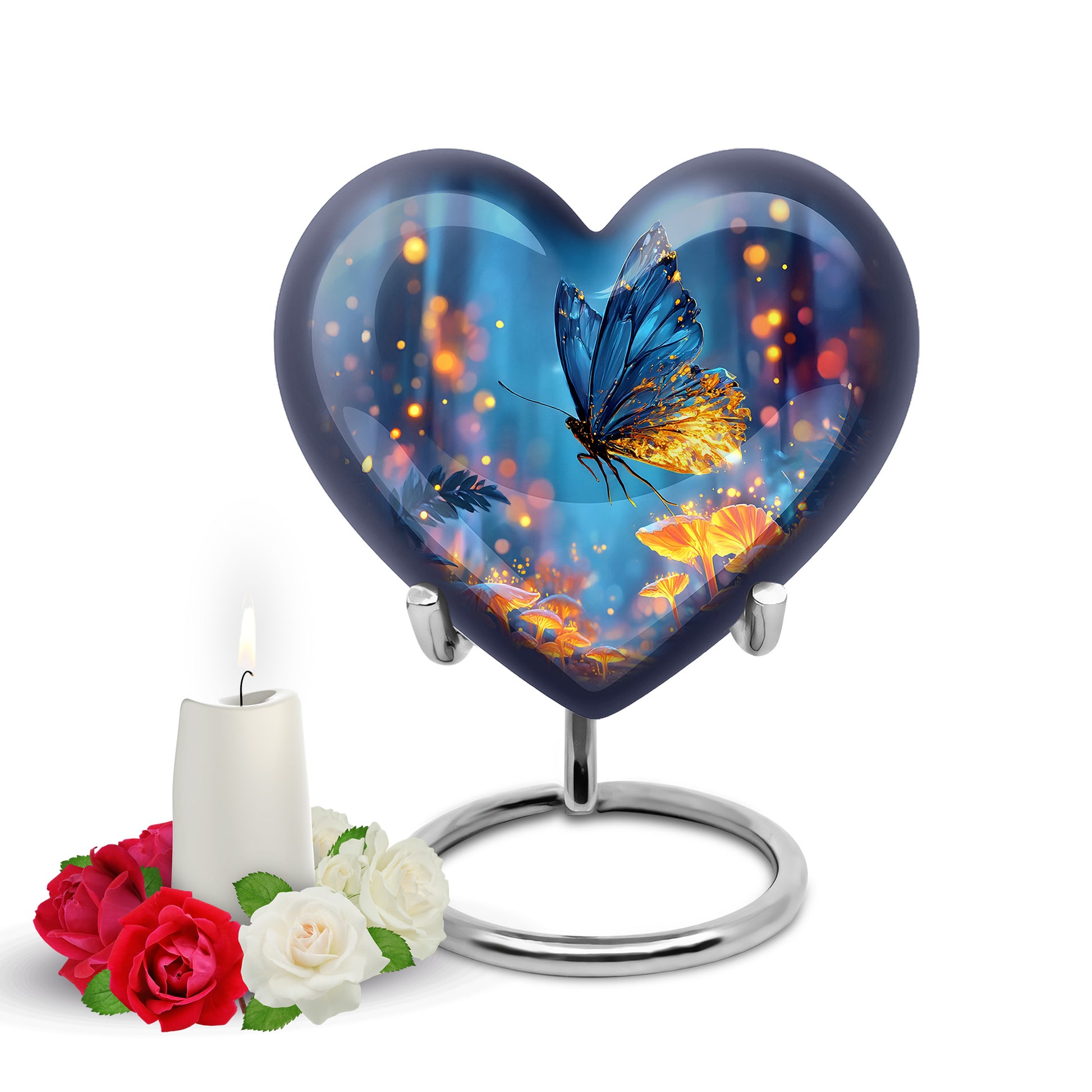 Personalized Elegant Butterfly Cremation Urns - Blue 10-inch, 200 cu in - Yatskia