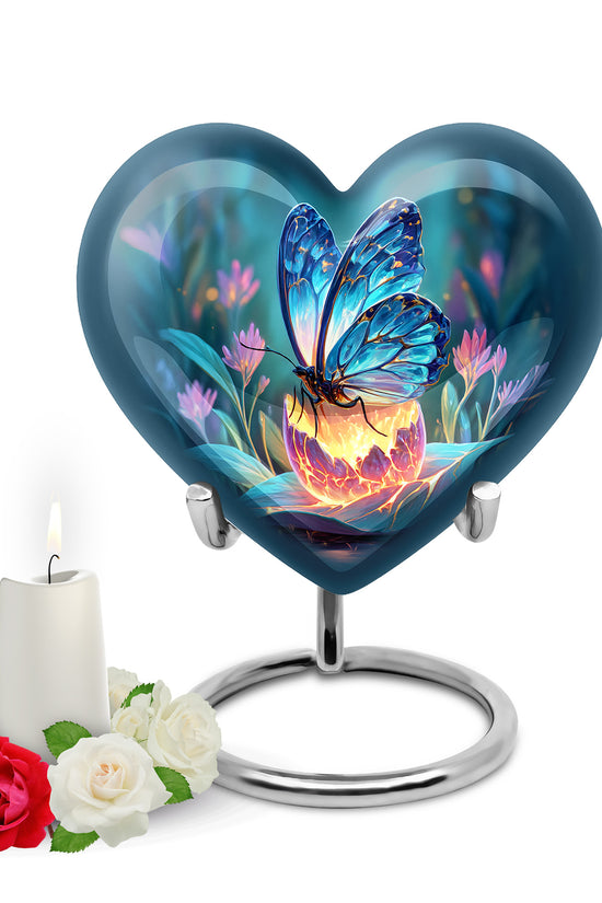 Blue Butterfly Cremation Urns - Enduring Passage 10-inch, 200 cu in - Yatskia