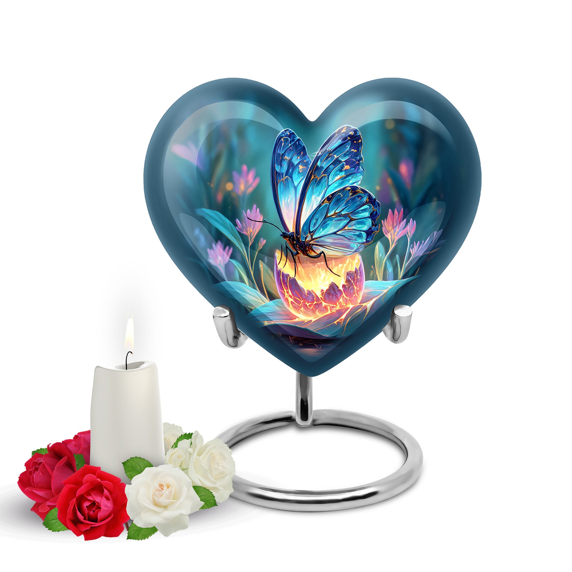 Blue Butterfly Cremation Urns - Enduring Passage 10-inch, 200 cu in - Yatskia