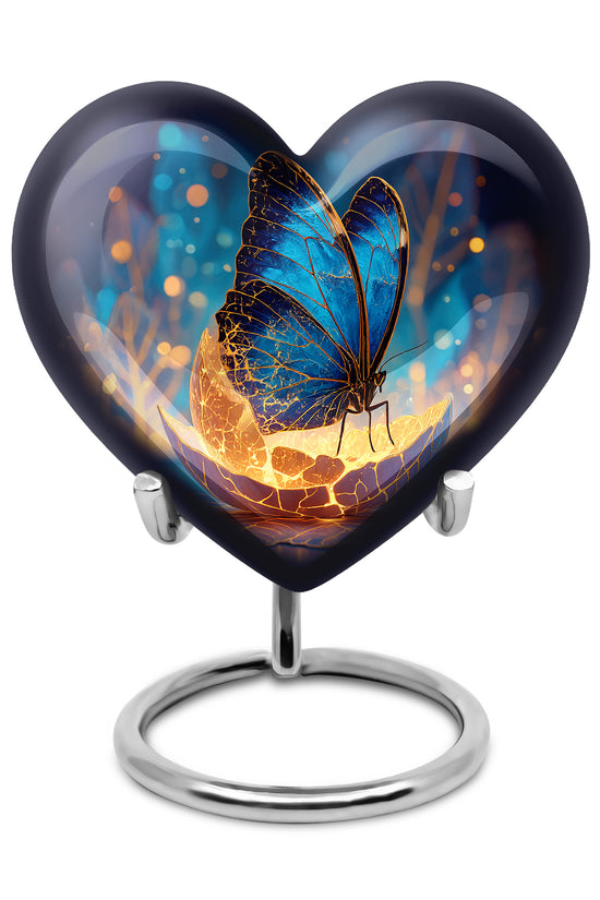 Blue Treasured Butterfly Cremation Urns for Human Ashes - 10-inch, 200 cu in - Yatskia