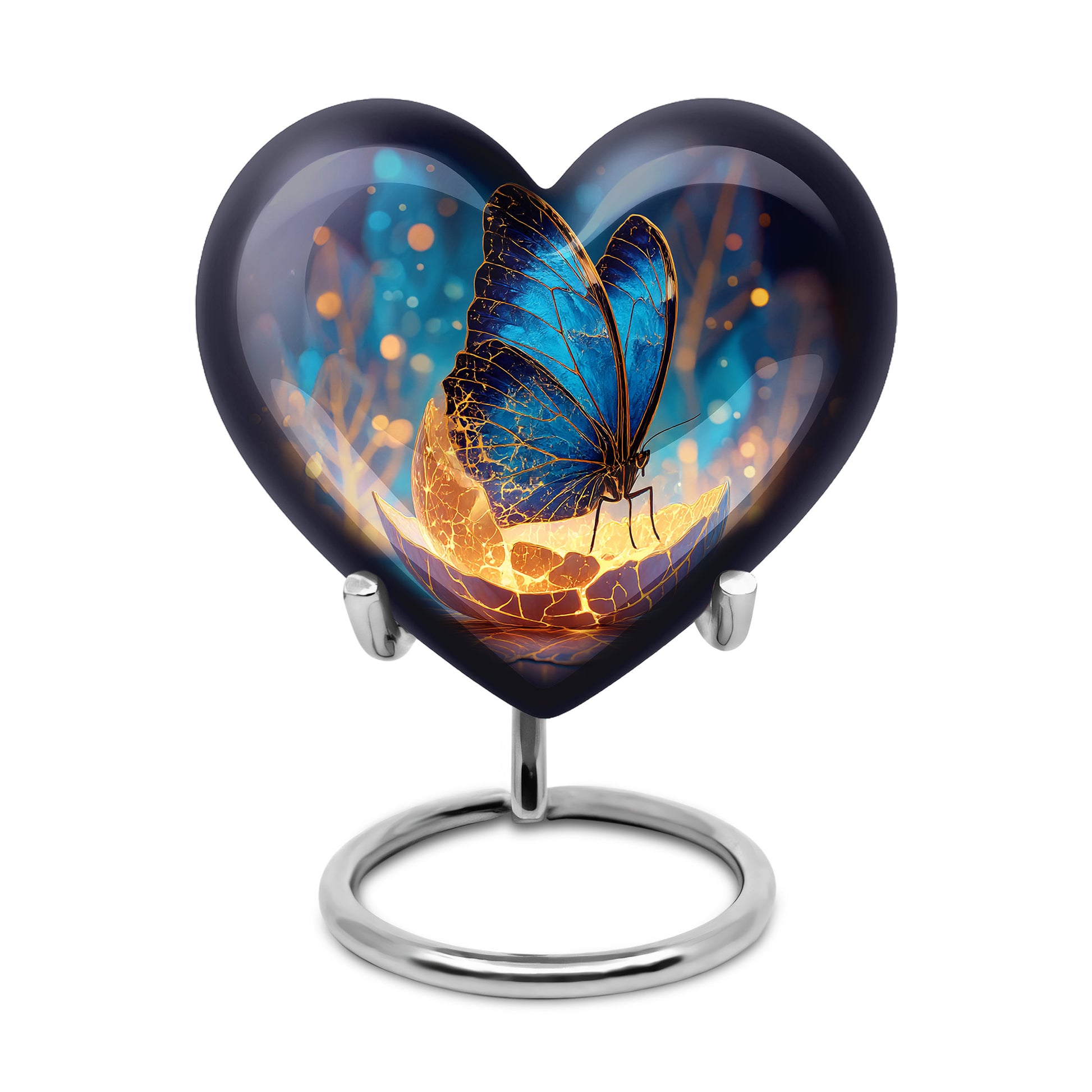 Blue Treasured Butterfly Cremation Urns for Human Ashes - 10-inch, 200 cu in - Yatskia