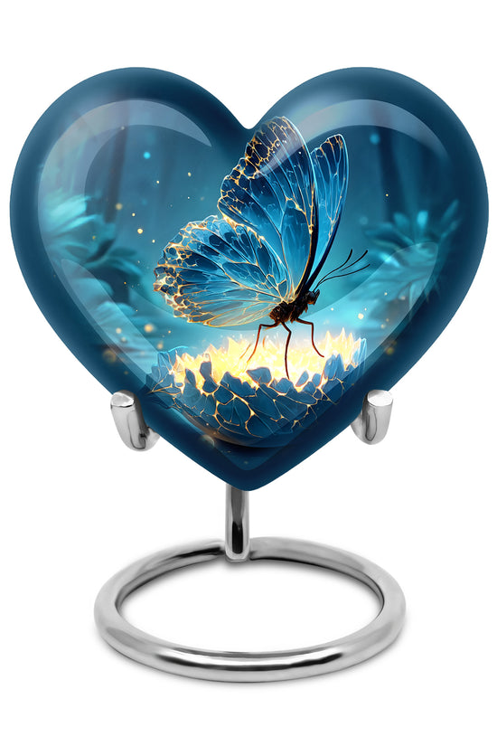 Ethereal Butterfly Memorial Cremation Urns - Blue 10-inch, 200 cu in - Yatskia