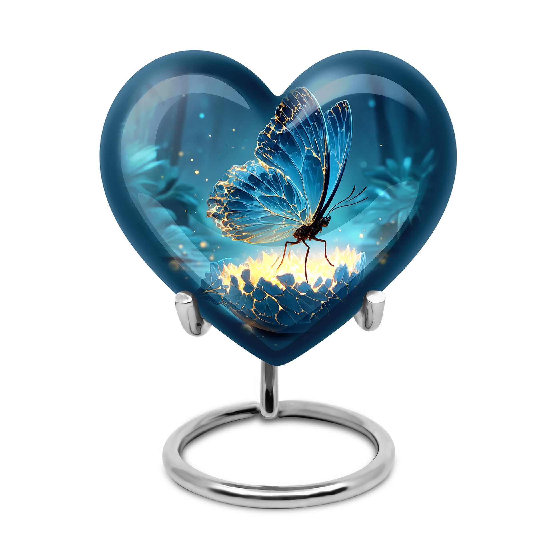 Ethereal Butterfly Memorial Cremation Urns - Blue 10-inch, 200 cu in - Yatskia