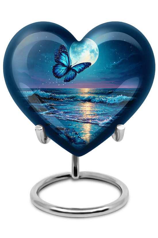 Blue Beloved Butterfly Cremation Urns for Human Ashes - 10-inch, 200 cu in - Yatskia