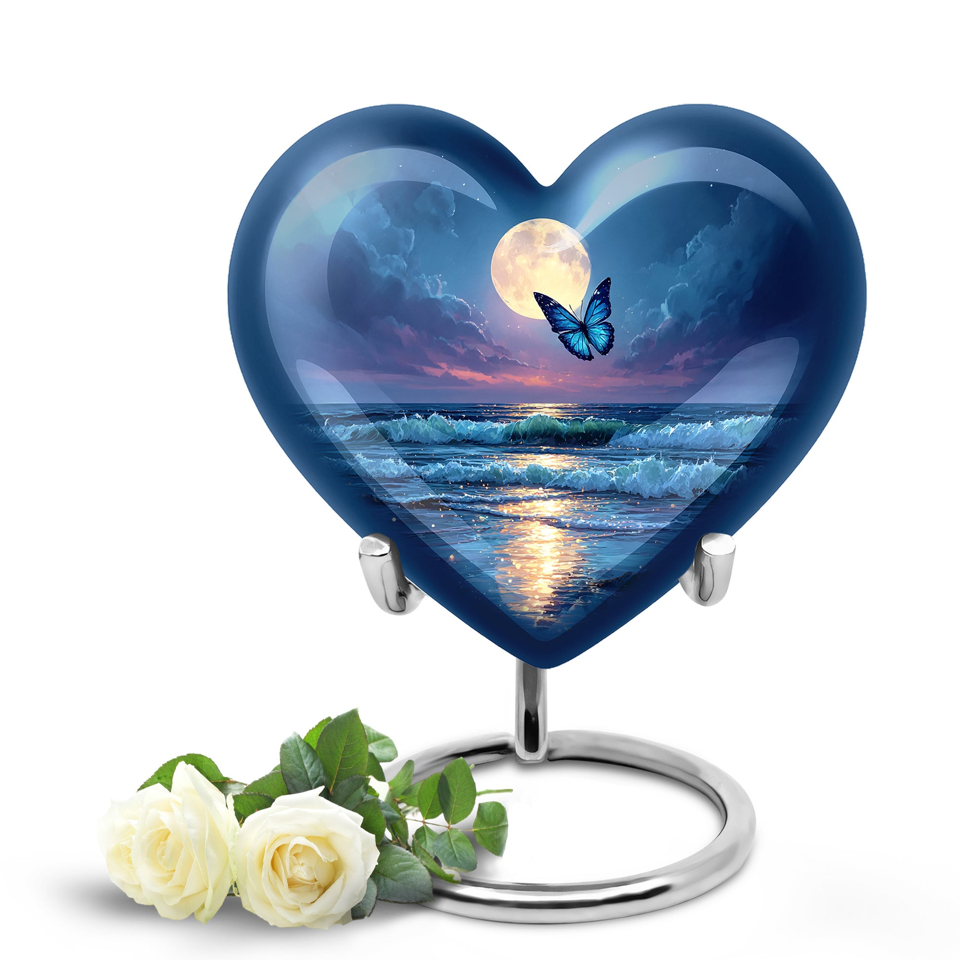 Personalized Blue Heavenly Butterfly Cremation Urns for Human Ashes - 10-inch, 200 cu in - Yatskia