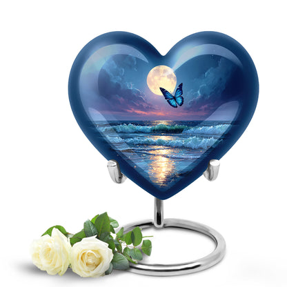 Personalized Blue Heavenly Butterfly Cremation Urns for Human Ashes - 10-inch, 200 cu in - Karyliz