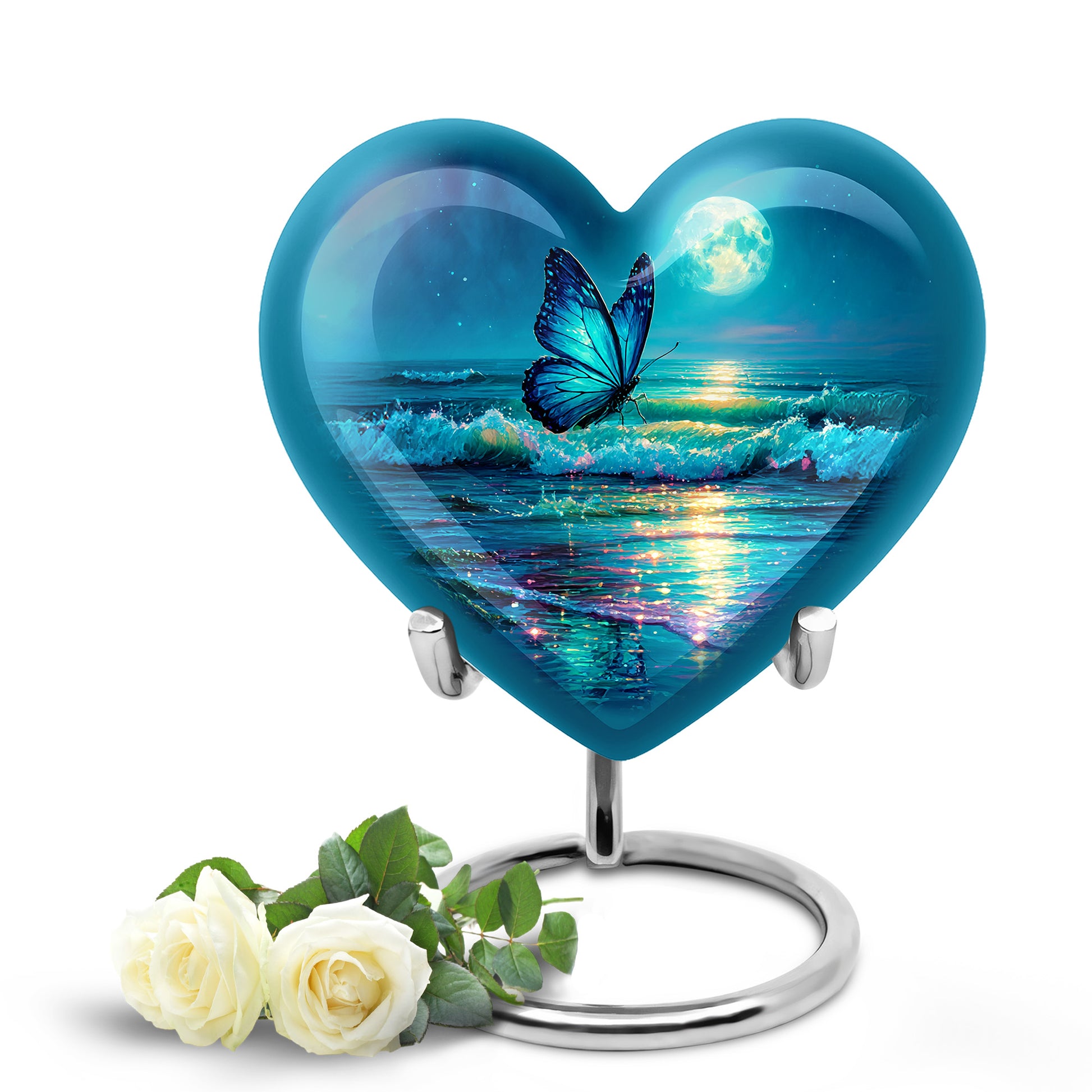 Radiant Butterfly Memorial Cremation Urns - Blue 10-inch, 200 cu in - Yatskia