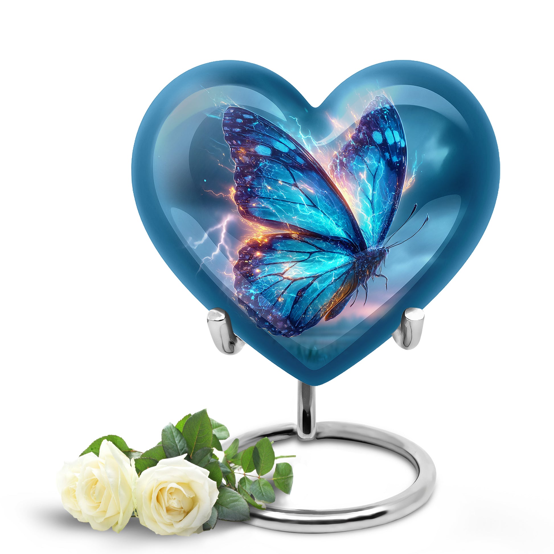 Blue Venerable Butterfly Cremation Urns for Human Ashes - 10-inch, 200 cu in - Yatskia
