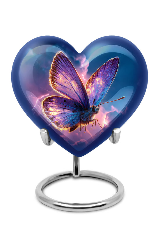 Blue Butterfly Cremation Urns - Imperial Promise 10-inch, 200 cu in - Yatskia