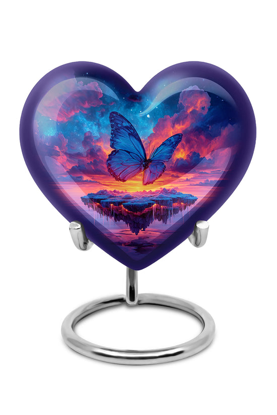 Blue Butterfly Keepsake Cremation Urns for Human Ashes - 10-inch, 200 cu in - Yatskia