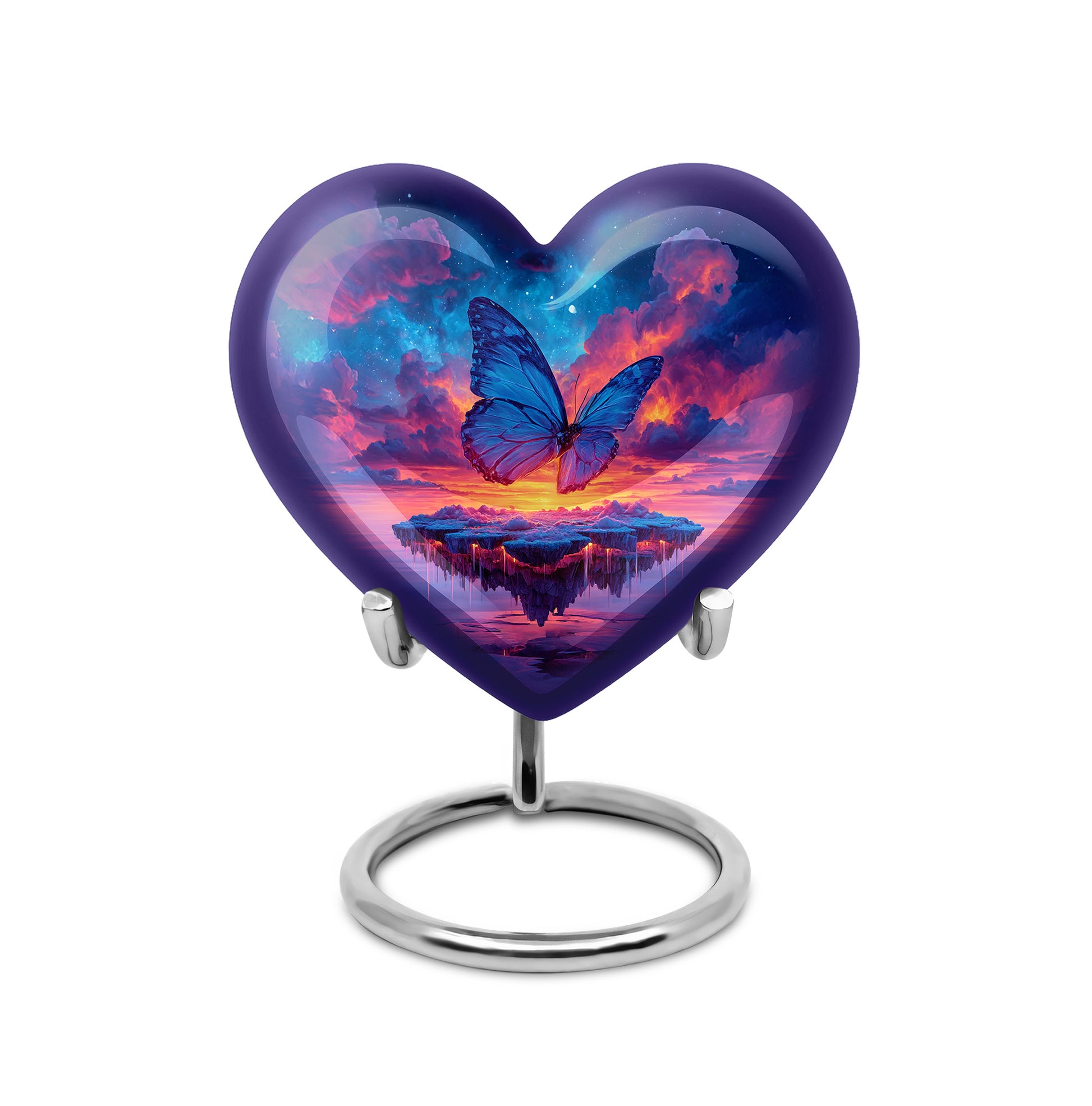 Blue Butterfly Keepsake Cremation Urns for Human Ashes - 10-inch, 200 cu in - Yatskia