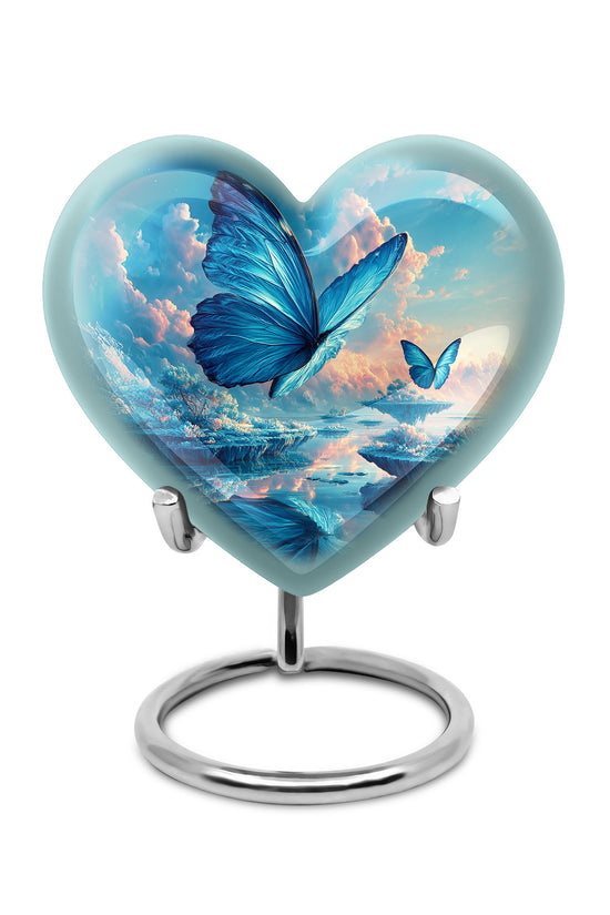 Personalized Butterfly Cremation Urns - Wondrous Blue 10-inch, 200 cu in - Yatskia