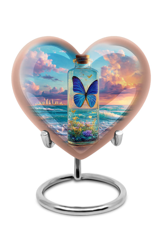 Remarkable Butterfly Memorial Cremation Urns - Blue 10-inch, 200 cu in - Yatskia