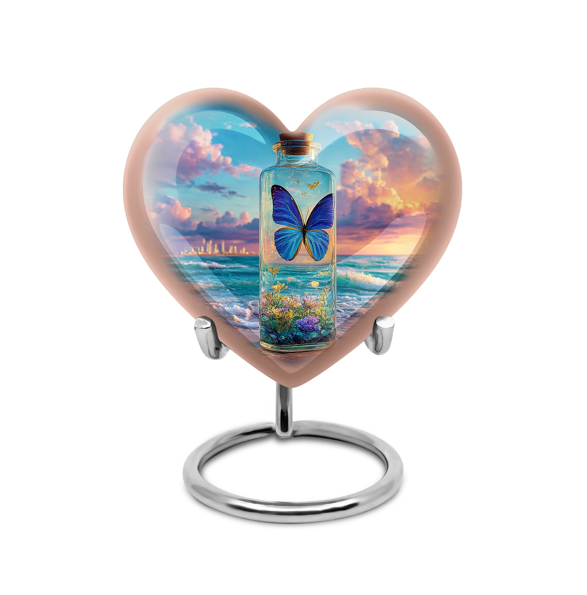 Remarkable Butterfly Memorial Cremation Urns - Blue 10-inch, 200 cu in - Yatskia