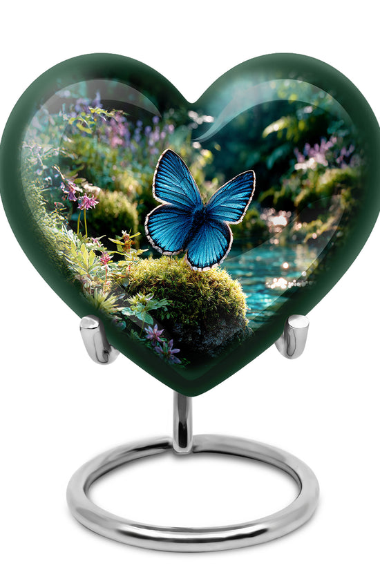 Green Butterfly Dedication Cremation Urns for Human Ashes - 10-inch, 200 cu in - Yatskia