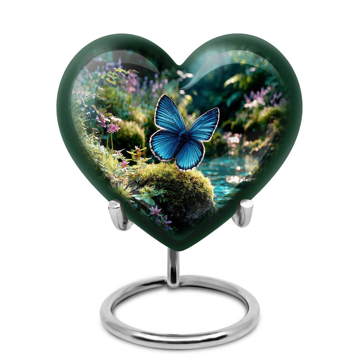 Green Butterfly Dedication Cremation Urns for Human Ashes - 10-inch, 200 cu in - Karyliz