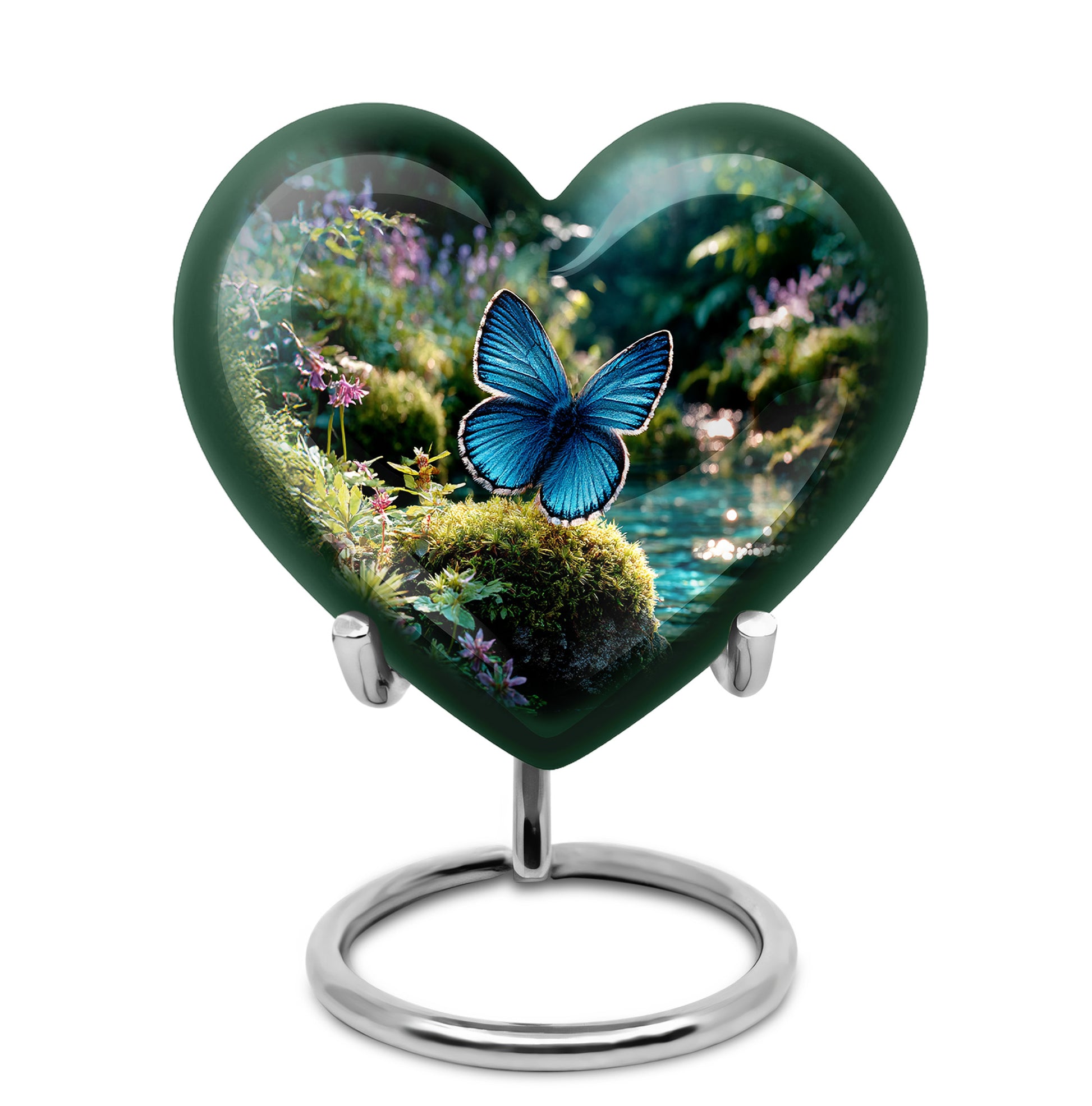 Green Butterfly Dedication Cremation Urns for Human Ashes - 10-inch, 200 cu in - Yatskia