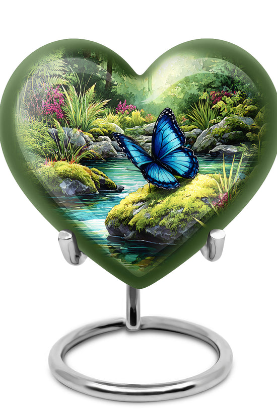 Green Beloved Butterfly Cremation Urns for Human Ashes - 10-inch, 200 cu in - Yatskia