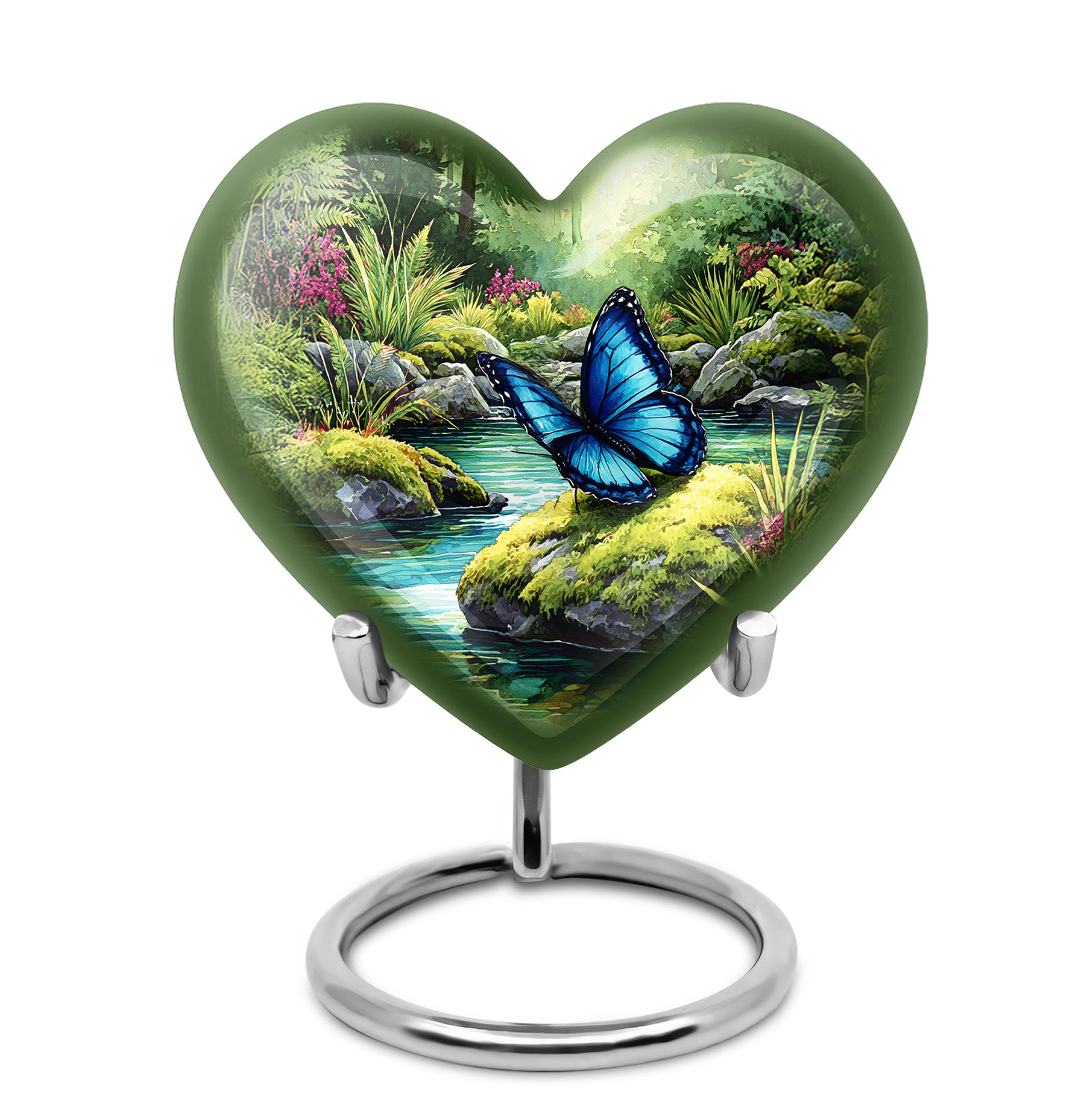 Green Beloved Butterfly Cremation Urns for Human Ashes - 10-inch, 200 cu in - Yatskia