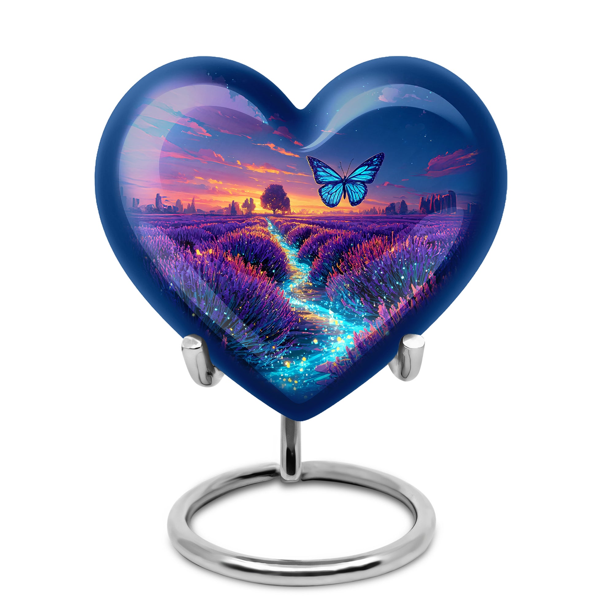 Blue Venerable Butterfly Cremation Urns for Human Ashes - 10-inch, 200 cu in - Yatskia