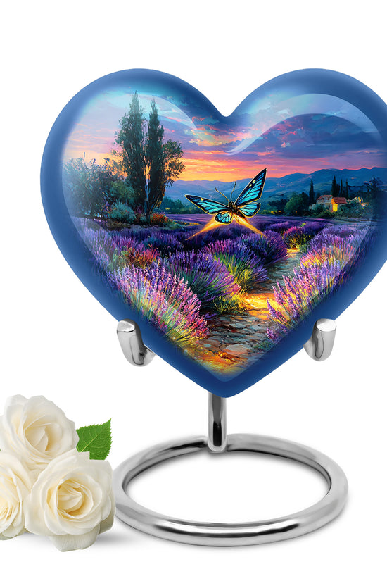 Blue Butterfly Memorial Cremation Urns for Human Ashes - 10-inch, 200 cu in - Yatskia