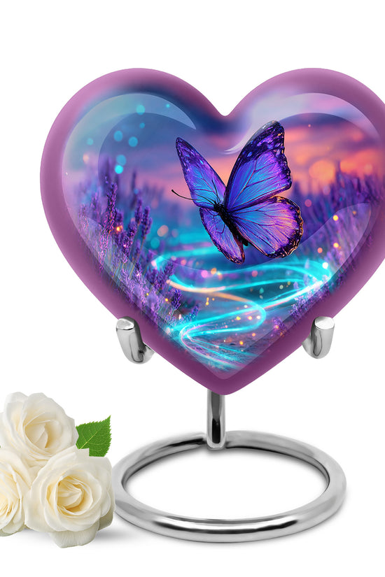 Personalized Blue Revered Butterfly Cremation Urns for Human Ashes - 10-inch, 200 cu in - Yatskia