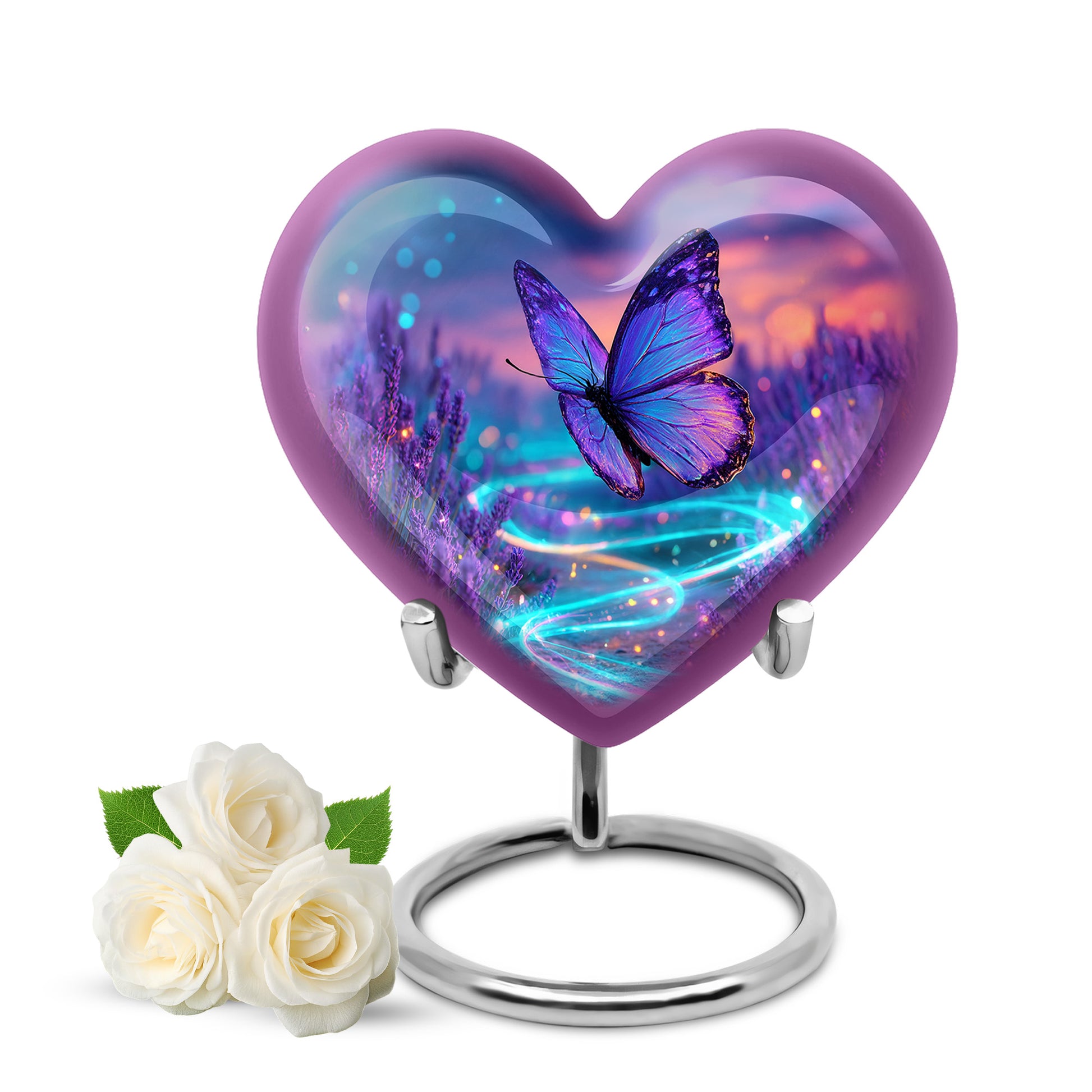 Personalized Blue Revered Butterfly Cremation Urns for Human Ashes - 10-inch, 200 cu in - Yatskia