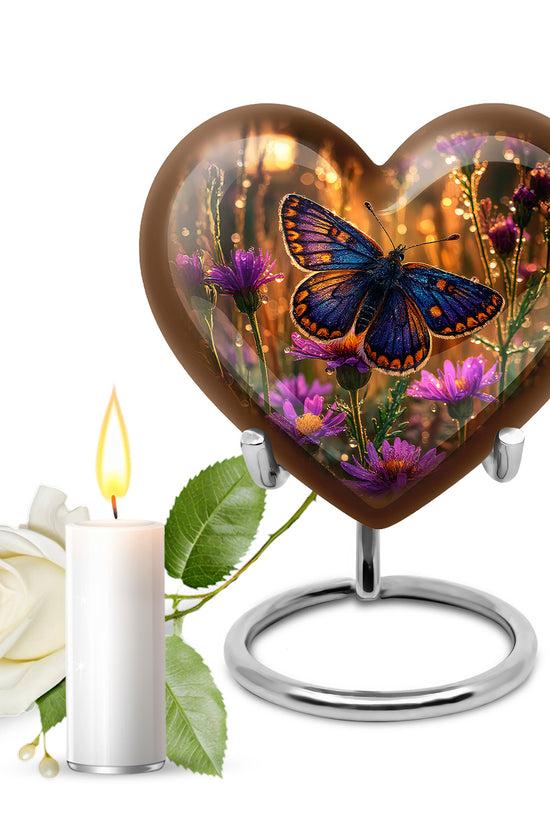 Gold Butterfly Memorial Cremation Urns for Human Ashes - 10-inch, 200 cu in - Yatskia