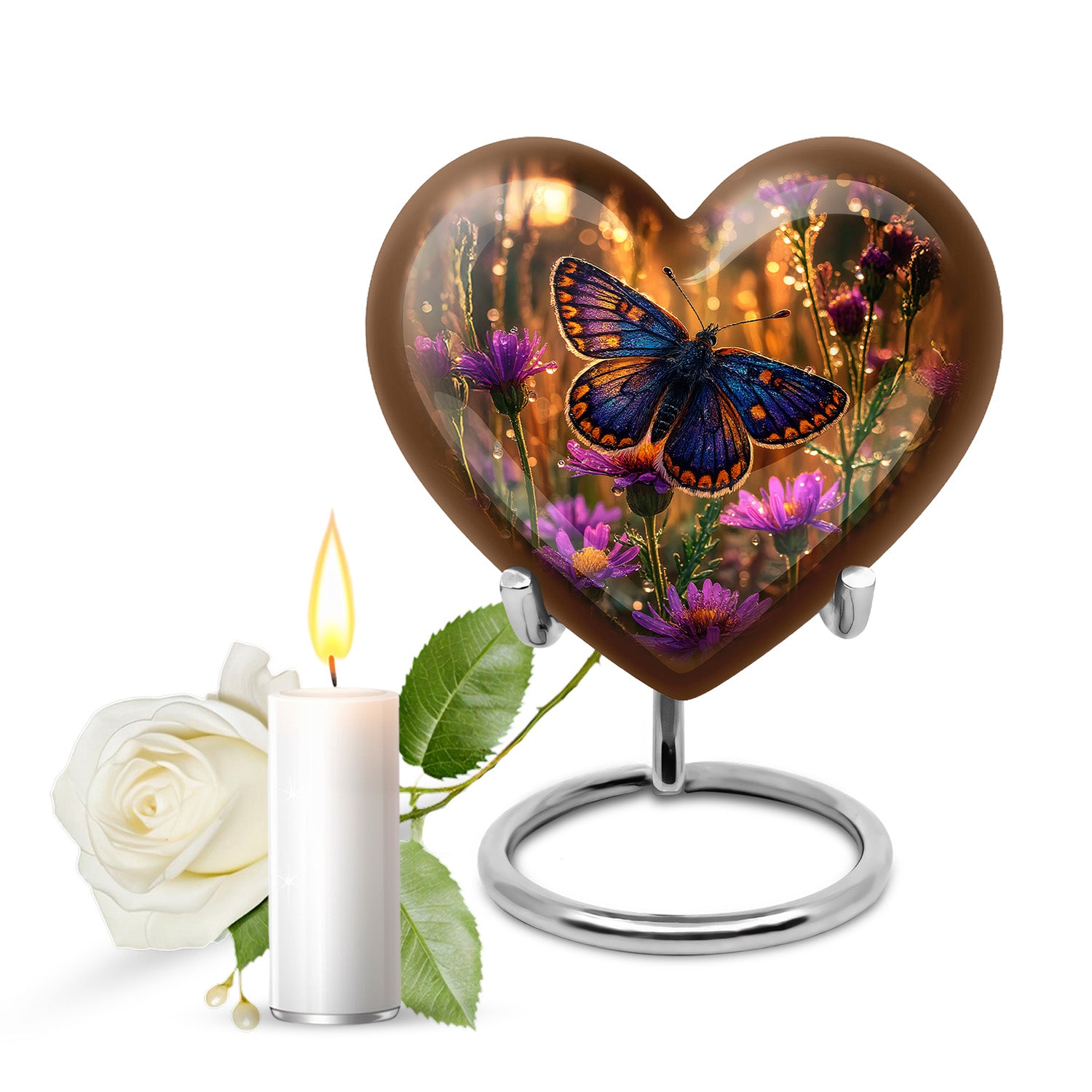 Gold Butterfly Memorial Cremation Urns for Human Ashes - 10-inch, 200 cu in - Yatskia